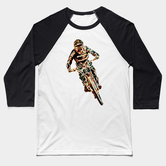 mtb downhill Baseball T-Shirt by rickylabellevie